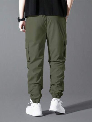 Manfinity Homme بنطلون رياضي للرجال بخصر قابل للربط وجيوب شحن