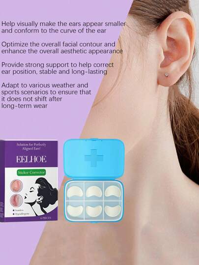 6 قطع/مجموعة شريط تشكيل الأذن، مشابك أذن مائية غير مرئية شريط لدعم الأذن، أداة مكياج لتعديل شكل الأذن وجعلها تبدو أصغر (تحتوي على 6 قطع/ 3 أزواج)