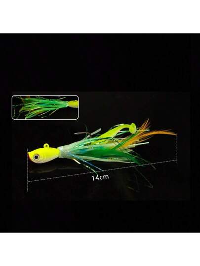 خطاطيف صيد جديدة للحدود المتداخلة بشكل رأس حبار تضيء في الظلام ، طعوم أحيائية ملونة بالريش