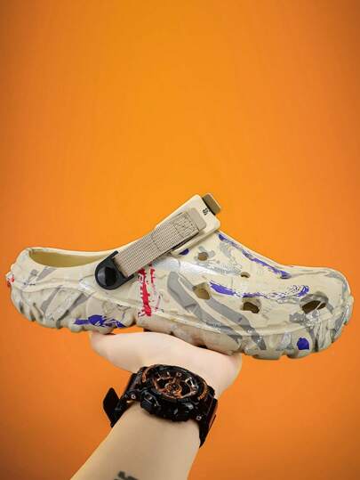 صنادل شبكية تنفس بطبعة كاموفلاج جديدة للرجال، خفيفة الوزن وقابلة للمرونة، شريح مفتوحة للاستخدام اليومي على الشاطئ