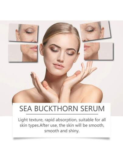 30 مل منتج مضاد للتجاعيد من زيت شوكة البحر، مرطب لطيف، مغذي للبشرة، يشد ويرفع، يقلل الخطوط الدقيقة، يستعيد مرونة البشرة وإشراقتها، يصلح أضرار الشمس، يضئ ويوازن البشرة، خفيف ويمتص بسهولة، وغير دهني