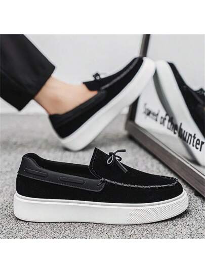 أحذية لوافر كلاسيكية موضة رجالية - حذاء عصري سهل الارتداء ، من الفوق بتصميم أنيق من جلد البولي يوريثان والنسيج ، بنعل مريح ، أناقة الشارع ، مناسب للربيع/الصيف والخريف/الشتاء ، نعل خفيف من البي في سي ، مناسب للارتداء اليومي العادي