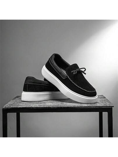 أحذية لوافر كلاسيكية موضة رجالية - حذاء عصري سهل الارتداء ، من الفوق بتصميم أنيق من جلد البولي يوريثان والنسيج ، بنعل مريح ، أناقة الشارع ، مناسب للربيع/الصيف والخريف/الشتاء ، نعل خفيف من البي في سي ، مناسب للارتداء اليومي العادي