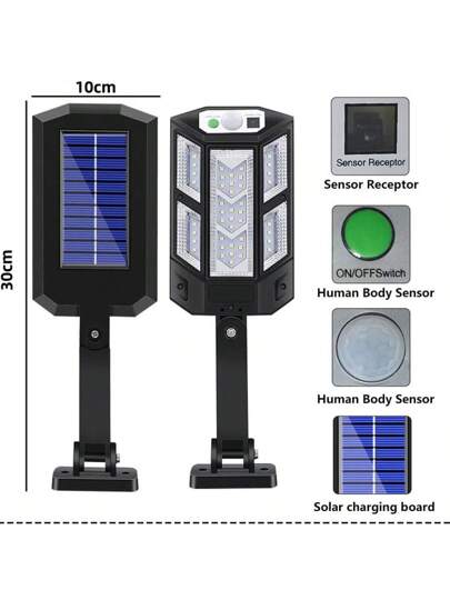 أضواء حائط شمسية عالية الطاقة، أضواء حائط خارجية بمستشعر حركة بريموت كنترول 43 ليد، أضواء ساطعة مقاومة للماء لإنارة الحديقة والشوارع، أضواء إضاءة 3 أوضاع للإستراحة والحديقة والشارع والمرآب