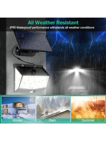 قطعة واحدة، 468 لمبة LED شمسية مقسومة للماء، لمبة حائط خارجية، لمبة حائط شمسية للحدائق مع كاشف حركة وكيبل بطول 16.5 قدم، بطارية 1500مللي أمبير وزاوية إضاءة 270 درجة، مناسبة للاستخدام الخارجي في التخييم والحدائق والممرات والمرائب.