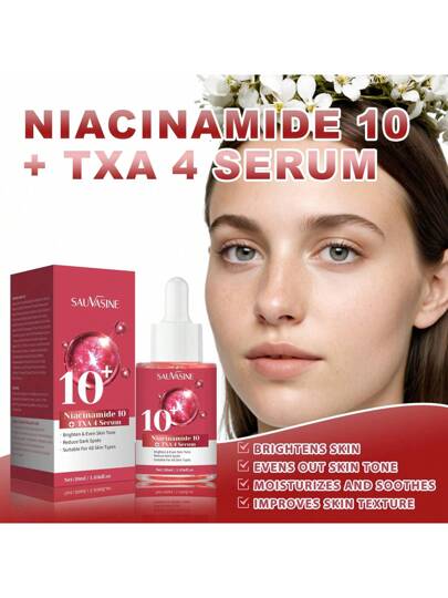 مصل به 10% نياسينامايد + 4% حمض ترانيكساميك مع السيراميد وحمض الهيالورونيك وفيتامين ب12- خالي من العطور، مناسب للبشرة الحساسة، يعزز جلد الزجاج، 30 مل