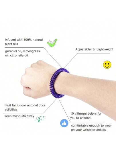 1/5/10 أساور طارد الحشرات، بدون DEET و مقاومة للماء، أساور طارد الحشرات مغلفة فردياً