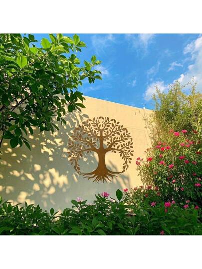 1 قطعة من الحائط المعدني المزخرف بشكل شجرة الحياة المصدأة، لوحة جدارية معلقة للاستخدام الداخلي والخارجي في المنزل والحديقة وغرف المعيشة والنوم، ديكور حديقة، هدية عيد الميلاد والاحتفال بالمنزل الجديد