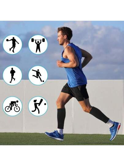 زوج من أغطية الساق الرقيقة للصيف، وجوارب ضاغطة دافئة للركبة والكاحل والكوع داعمة للرياضة مانعة للانزلاق، مصنوعة من البوليستر