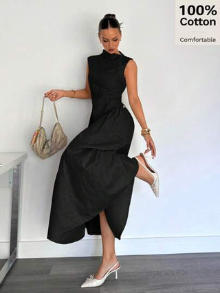 Siren Gaze فستان طويل مزين بسحّابة معدنية للنساء، جديد للصيف