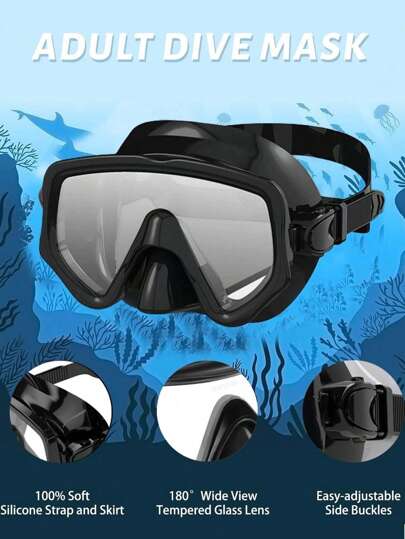 طقم السنوركل نظارات السباحة للكبار من الزجاج المقسى، كيت سنوركل احترافي للتدريب على السباحة والتنزه تحت الماء، نظارات + أنبوب السنوركل