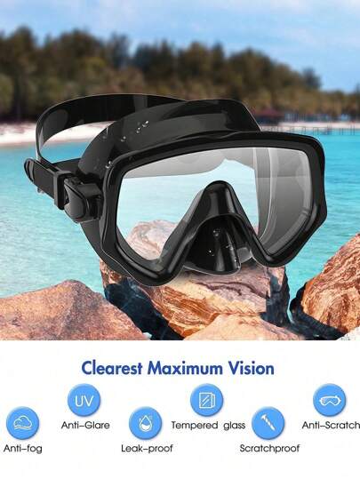 طقم السنوركل نظارات السباحة للكبار من الزجاج المقسى، كيت سنوركل احترافي للتدريب على السباحة والتنزه تحت الماء، نظارات + أنبوب السنوركل