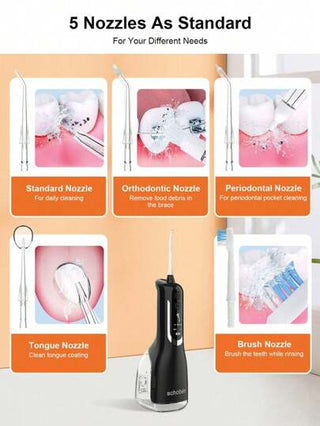 منظف الأسنان الإلكتروني القابل لإعادة الشحن عن طريق USB، خزان مياه سعة 300 مل، مقاوم للماء، أداة تنظيف الأسنان