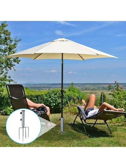 حزمة واحدة من قاعدة معدنية للمظلة الثقيلة القابلة للتعديل - مثبت شرفة المظلة الفولاذي - أربع شوكات لإرساء المظلة / الخيمة / الصيد ، قاعدة محمولة مع قفل سريع - حامل مظلة الشاطئ - ضروريات التخييم في الفندق - منثبت حفل الحديقة - ملحقات أدوات الصيد - أداة مأو