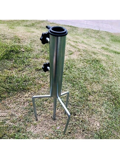 حزمة واحدة من قاعدة معدنية للمظلة الثقيلة القابلة للتعديل - مثبت شرفة المظلة الفولاذي - أربع شوكات لإرساء المظلة / الخيمة / الصيد ، قاعدة محمولة مع قفل سريع - حامل مظلة الشاطئ - ضروريات التخييم في الفندق - منثبت حفل الحديقة - ملحقات أدوات الصيد - أداة مأو