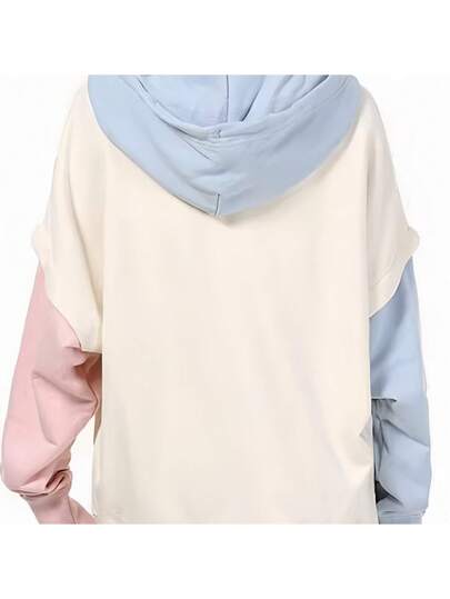 Puma سترة نسائية رياضية كاجوال مريحة بغطاء للرأس بتصميم كريمي حلو، مناسبة للجري، فضفاضة ومقاومة للرياح، بألوان متباينة