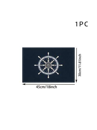 1 قطعة/4 قطع/6 قطع من الأقمشة البوليستر بطبعة شكل الطاولة المستطيلة للمنزل واللوحة المائدة للمطبخ والحفلات وعيد الميلاد والمناسبات ، بتصميم بحري ، قابلة للغسل في الغسالة الآلية