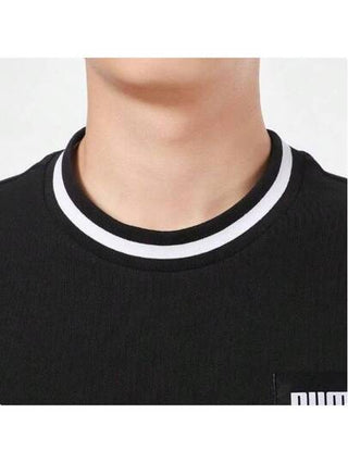 Puma تي شيرت رياضي كاجوال أسود قابل للتنفس للجري واللياقة البدنية