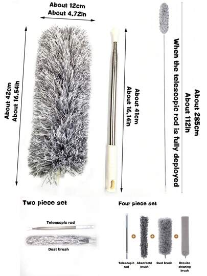 4 قطع من مكنسة الريش الحرير الصغيرة القابلة للتمديد التي تبلغ قطرها 100 بوصة مصنوعة من الفولاذ المقاوم للصدأ القابل لإعادة الاستخدام والغسل وتنظيف الأسقف والمراوح وأدوات التنظيف للتنظيف من الغبار والستائر والسيارات والأسقف العالية