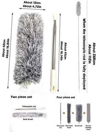 4 قطع من مكنسة الريش الحرير الصغيرة القابلة للتمديد التي تبلغ قطرها 100 بوصة مصنوعة من الفولاذ المقاوم للصدأ القابل لإعادة الاستخدام والغسل وتنظيف الأسقف والمراوح وأدوات التنظيف للتنظيف من الغبار والستائر والسيارات والأسقف العالية