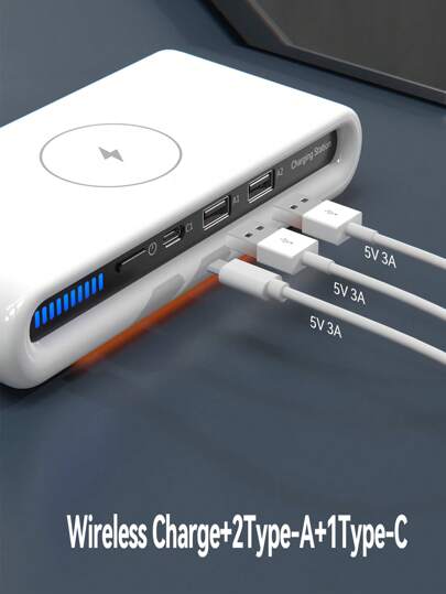 شاحن لاسلكي متعدد الوظائف ثنائي USB ، Type C ، 15 واط، شاحن 4 في 1 للهواتف الذكية، سماعات البلوتوث، الساعات الذكية، الأجهزة اللوحية (ليس بنك طاقة)