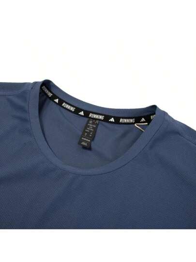 Adidas قميص تي-شيرت كم قصير رقبة مستديرة من النوع المحبوك AEROREADY، ملابس رياضية للرجال لأداء المباريات والجري، رمز المنتج IN1515