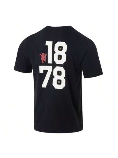 Adidas Originals قميص كرة القدم بأكمام قصيرة من MUFC VRCT, طباعة بموضوع مانشستر يونايتد، رقبة طاقية مرنة للرجال JL6115