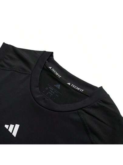 Adidas قميص كم قصير رياضي مضغوط، رقبة دائرية، AEROREADY، من الملابس اليومية والرياضة والياقة البدنية للرجال، رمز المنتج JE6694