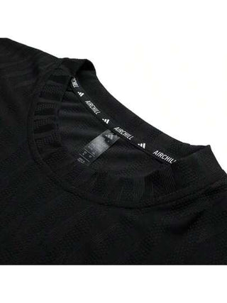 Adidas قميص بياقة طاقم بأكمام قصيرة CLIMACOOL مريح وضيق، للاستخدام اليومي والرياضة والياقة البدنية للرجال