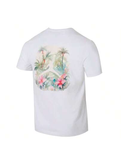 Jordan تي شيرت بأكمام قصيرة قطن ناعم، ملابس كاجوال للرجال للركض والتمرين والمواصلات IB7521