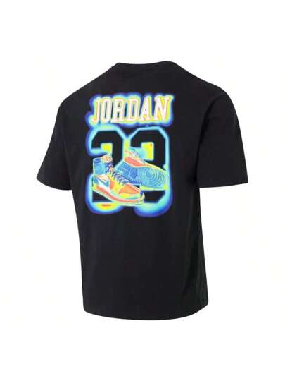 Jordan قميص طاقم بأكمام قصيرة جرافيك GEL GCEL ، قطن ناعم ، للرجال ، للركض ، التمرين ، أزياء كاجوال التنقل IFOP620-010