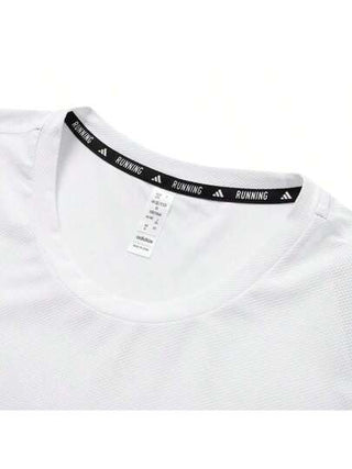 Adidas قميص AEROREADY ذو أكمام قصيرة مناسب للتجفيف السريع بياقة مستديرة للرجال، ملابس رياضية للركض