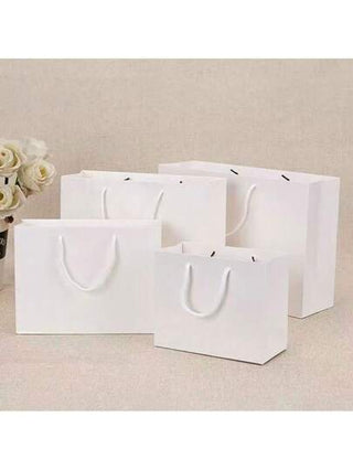10 أكياس هدايا بيضاء مع مقابض - للحرفيين ومنظمي الحفلات ومقدمي الهدايا، مناسبة للأعراس والأعياد الميلادية والحفلات والأعمال اليدوية وتخزين المجوهرات - بني وردي (4 * 5 * 2 بوصة) أكياس هدايا صغيرة إلى متوسطة الحجم