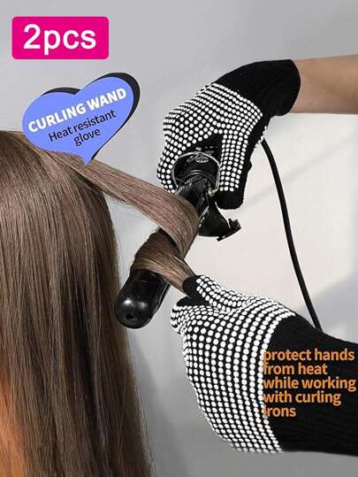 زوج من قفازات سيليكون مبطن مزود بنقاط سيليكونية مضادة للانزلاق ومقاومة للحرق من الجانبين، مناسبة للتجعيد والفرد بالحرارة، مقاومة للحرارة مع العزل الحراري، يمكن أيضًا استخدامها في الشواء، وهي خاصة بالشعر