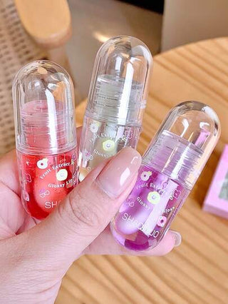 1 قطعة أو 3 قطع زيت ترطيب الشفاه المستخلص من الفاكهة، زيت ترطيب الشفاه المستخلص من الفاكهة، لمعة الشفاه للنساء