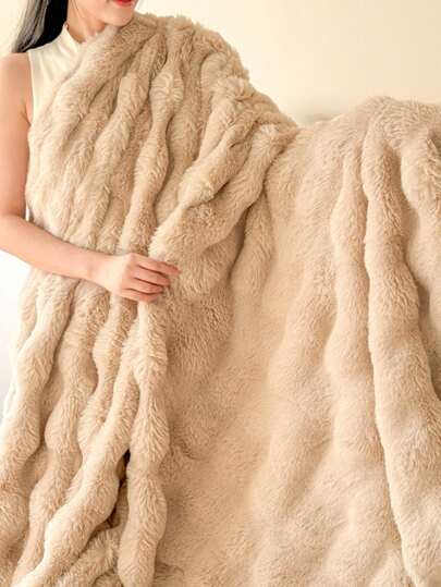 بطانية سميكة مزدوجة الوجه، بطانية للحجرة، بطانية أرانب فاخرة، بطانية للنوم، بطانية فراء الأرانب الاصطناعي مزدوجة الوجه ، بطانية فراء أرانب اصطناعي شتوية ملساء موحد اللون، بطانية ملائمة للأريكة والمكتب