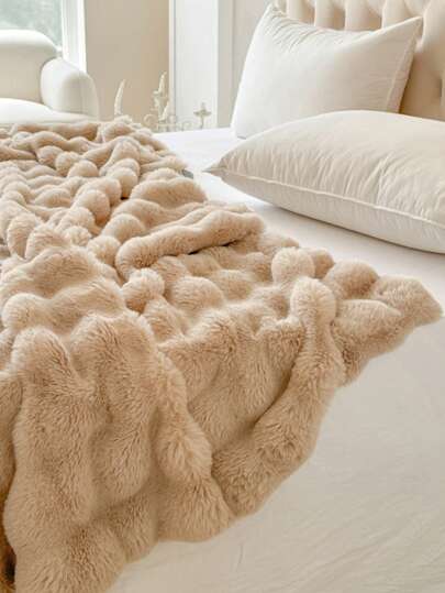 بطانية سميكة مزدوجة الوجه، بطانية للحجرة، بطانية أرانب فاخرة، بطانية للنوم، بطانية فراء الأرانب الاصطناعي مزدوجة الوجه ، بطانية فراء أرانب اصطناعي شتوية ملساء موحد اللون، بطانية ملائمة للأريكة والمكتب