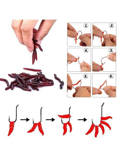 50- 200 قطعة من طعوم السمك الناعمة الاصطناعية على شكل دودة بطول 3.5سم و وزن 0.15غرام، طعوم حقيقية لصيد الباس، معدات صيد السمك
