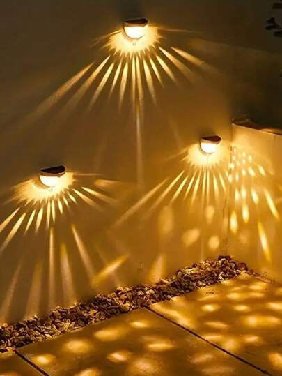 2/4 قطعة إضاءة حائط خارجية تعمل بالطاقة الشمسية، إضاءة سلالم شمسية، إضاءة سياج شمسية، إضاءة سطوح شمسية، إضاءة حائطية معلقة خارجية مضادة للماء بدرجة الحماية IP44، إضاءة زخرفية للحدائق والمنازل والساحات والفناء والمرآب والتخييم والممرات والساللم، هدايا أعيا