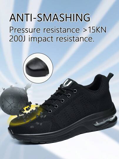 UMBURLLY زوج واحد من أحذية الأمان الأساسية البسيطة القابلة للتشبيك والمقاومة للثقب والتحطيم والخفيفة الوزن والقابلة للتنفس للمكاتب، المنازل، الخارجية في كل الفصول