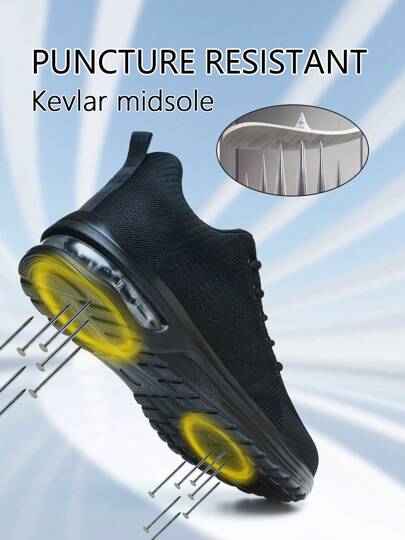 UMBURLLY زوج واحد من أحذية الأمان الأساسية البسيطة القابلة للتشبيك والمقاومة للثقب والتحطيم والخفيفة الوزن والقابلة للتنفس للمكاتب، المنازل، الخارجية في كل الفصول