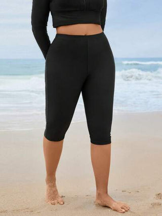 Swim Mulvari قطعتان ملابس سباحة نسائية ذات قصة خصر عالي باللون الأسود مقاس كبير الحجم