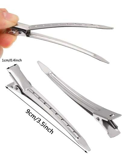 24 مشبك شعر لتصفيف وتقسيم الشعر - مشابك شعر على شكل تمساح للشعر الطويل والمجعد والكثيف، عبوة 24 قطعة مشابك على شكل بط للنساء، مشابك معدنية سوداء للصالون، مشابك لفافات الشعر، مشابك تموجات الشعر