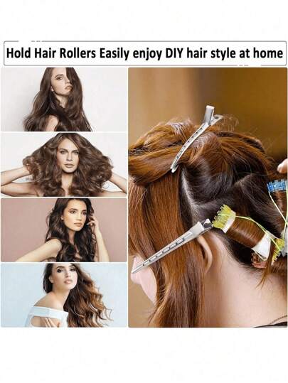 24 مشبك شعر لتصفيف وتقسيم الشعر - مشابك شعر على شكل تمساح للشعر الطويل والمجعد والكثيف، عبوة 24 قطعة مشابك على شكل بط للنساء، مشابك معدنية سوداء للصالون، مشابك لفافات الشعر، مشابك تموجات الشعر