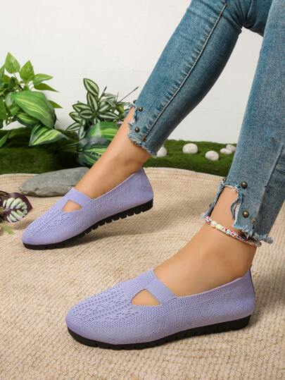 أحذية فلات مريحة وخفيفة للنساء ذات لون أحادي وأصبع مستدير، أنيقة وملائمة للاستخدام اليومي والإجازات، بتصميم كلاسيكي وأصبع مستدير سهلة الارتداء