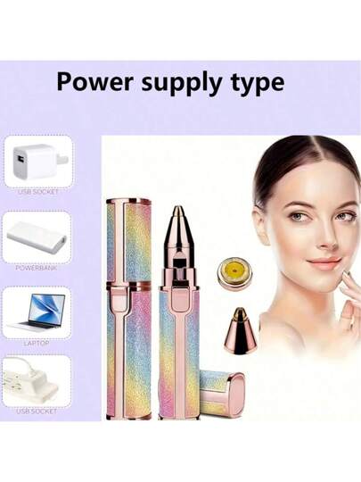 جهاز إزالة الشعر الكهربائي المصغر المحمول قطعة واحدة، ماكينة حلاقة وجه للنساء، جهاز إزالة شعر الحواجب والوجه للنساء، ماكينة حلاقة وإزالة شعر سريعة وبدون ألم لأكثر من غرض، قابلة لإعادة الشحن، مناسبة للحواجب والشفاه والجسم والذقن والذراع، ماكينة حلاقة...