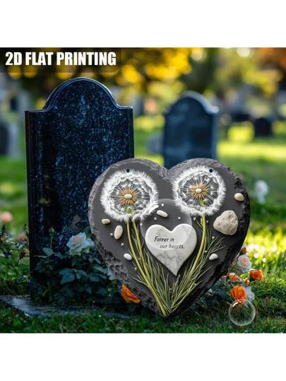 قطعة واحدة لوحة راتنجية بشكل قلب بتصميم البقول السنبلي - ذكرى دائمة في قلوبنا تذكار متحمل للطقس، لوحة جدارية داخلية/خارجية لفقدان الحيوانات الأليفة والوالدين والعائلة - هدية تعزية مع ثقوب مثقبة مسبقًا، ديكورات تذكارية