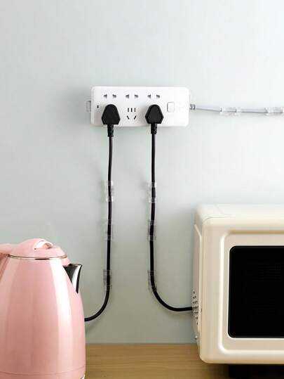 حامل لشريط الطاقة، حامل حائطي، إدارة الكابلات للمقبس والموجه، منظم لاصق بدون ثقب