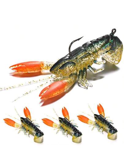 3 قطع طُعم صيد سمك ناعم على شكل سرطان المياه العذبة طعم اصطناعي على شكل جمبري ملزلق السرطان لصيد السلمون والقاروص والسمك القط والسمك السلمون، بطول 7سم و12غرام