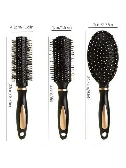 مجموعة فرش 4 قطع - فرشاة تصفيف، فرشاة حلاق، فرشاة تجعيد، فرشاة وسادة، فرشاة أسنان ناعمة، فرشاة تدليك، فرشاة تهوية، فرشاة صبغ، مشط تدليك فروة الرأس، مناسبة للشعر السميك/المجعد/الطويل/القصير، لا لبل أو جاف، شعيرات بلاستيك مضادة للكهرباء الساكنة،...